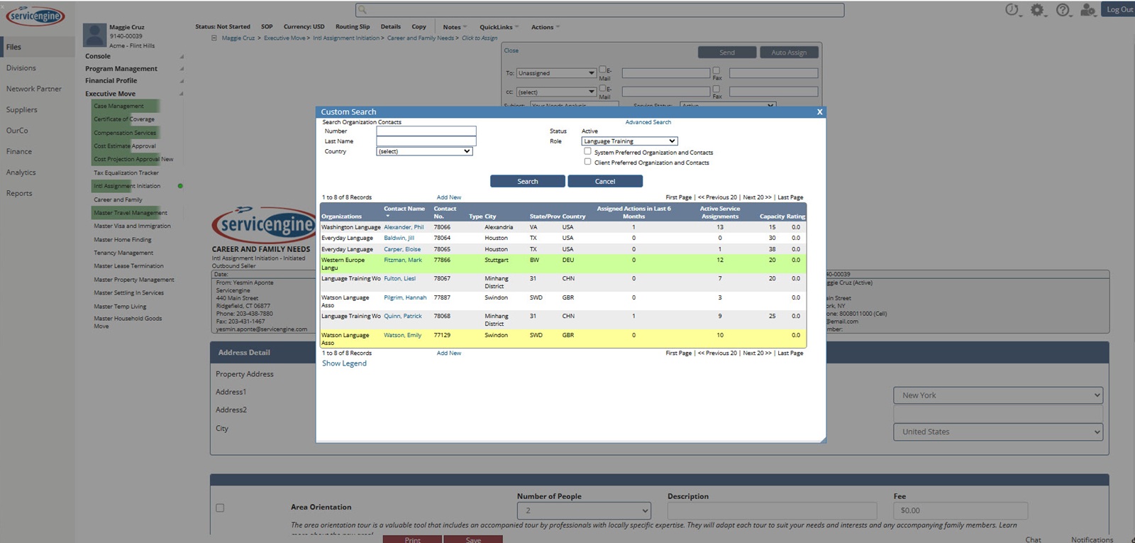 Servicengine Software for relocation supplier partners